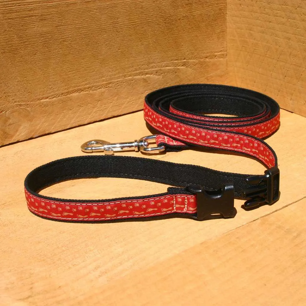 Hemp Dog Leash 6' Click n' Go with clasp BFF Red