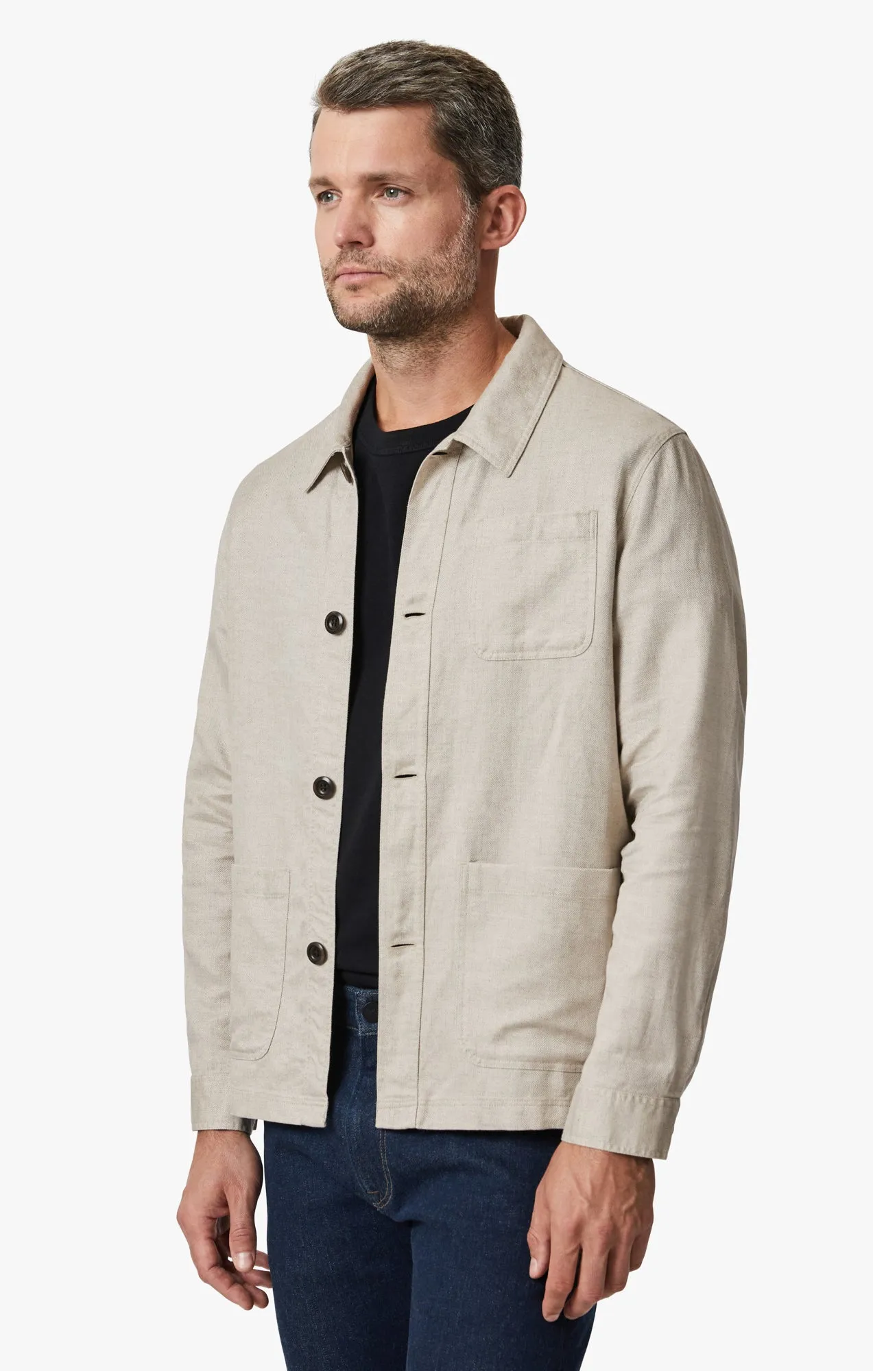 Herringbone Overshirt In Beige