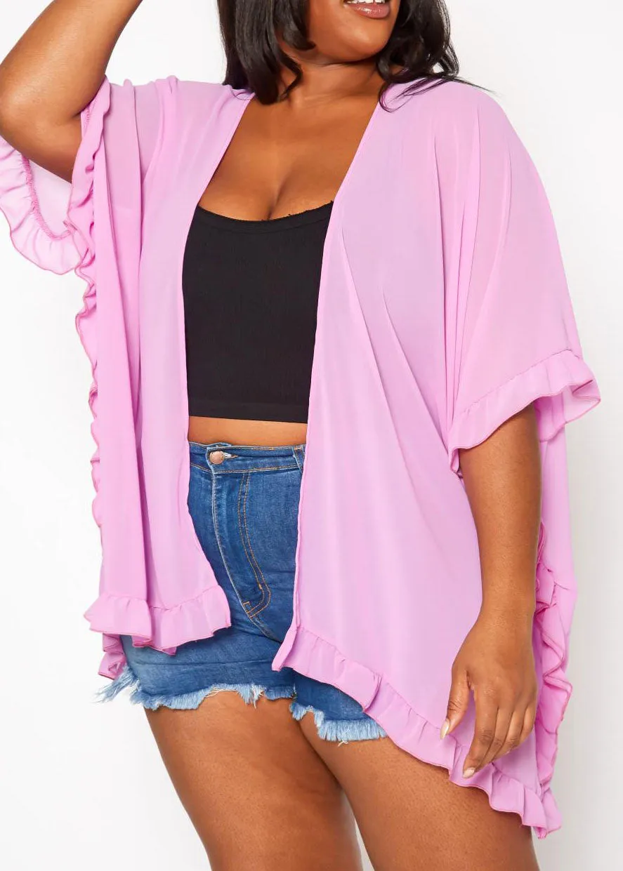 HI Curvy Plus Size Women Open Front Duster Cardigan