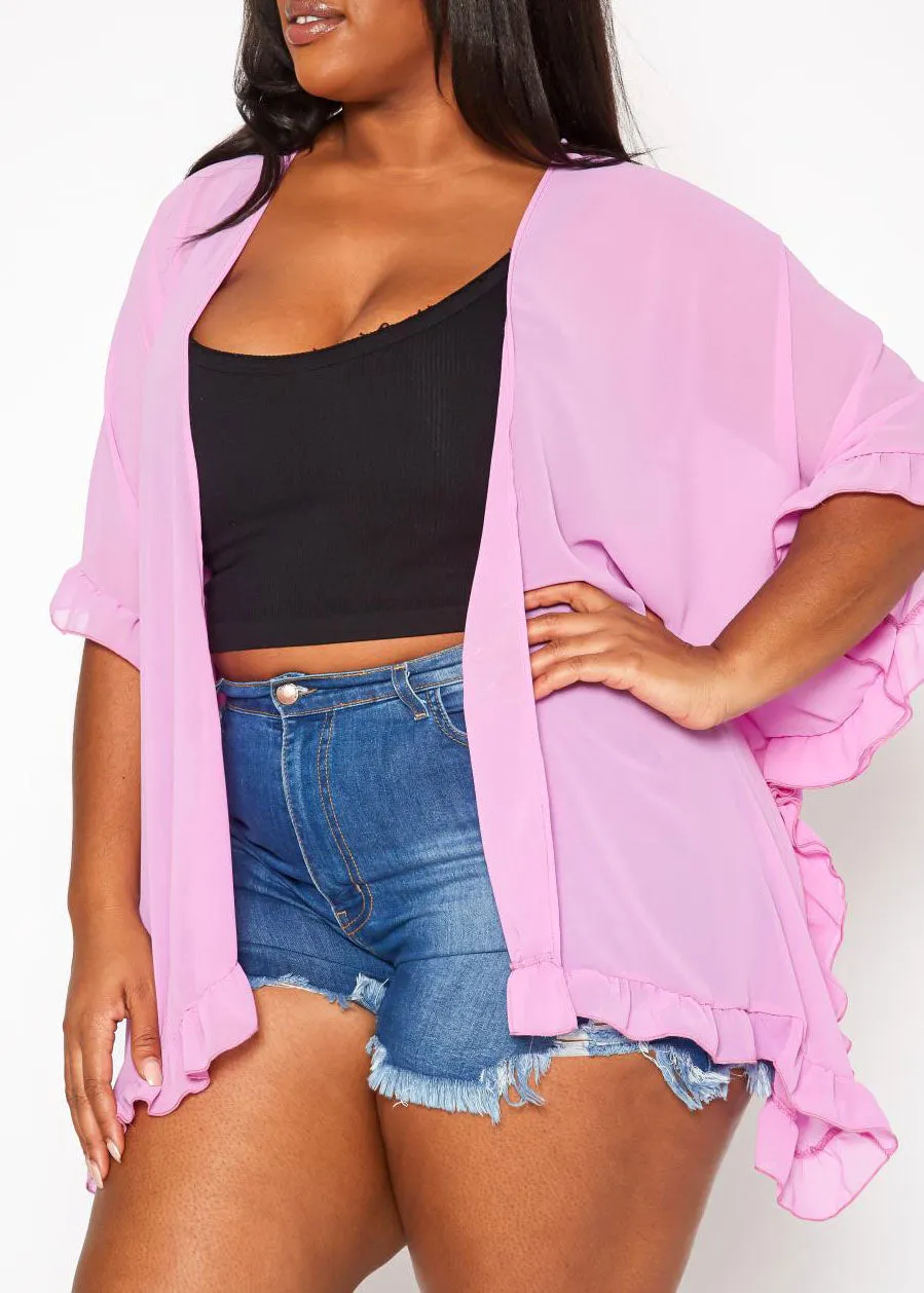 HI Curvy Plus Size Women Open Front Duster Cardigan