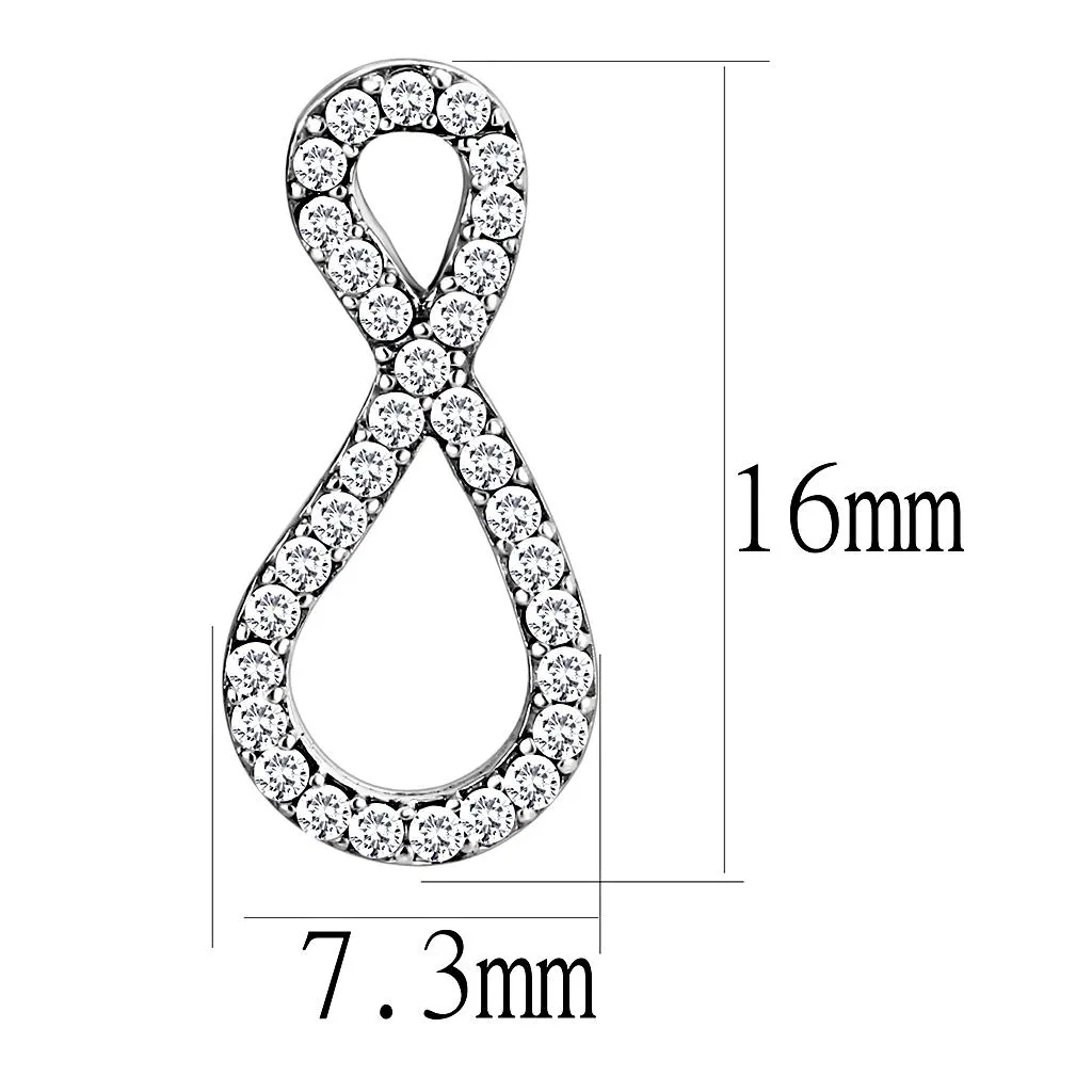 High polished (no plating) Stainless Steel Earrings with AAA Grade CZ in Clear for Women Clear Stone Color Style DA186