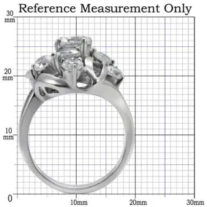 High polished (no plating) Stainless Steel Ring with AAA Grade CZ in Clear for Women Style TK074