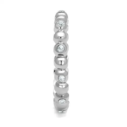 High polished (no plating) Stainless Steel Ring with AAA Grade CZ in Clear for Women Style TK3085