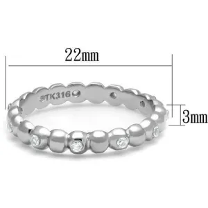 High polished (no plating) Stainless Steel Ring with AAA Grade CZ in Clear for Women Style TK3085