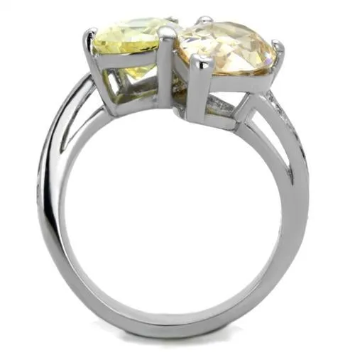 High polished (no plating) Stainless Steel Ring with AAA Grade CZ in Multi Color for Women Style TK1820