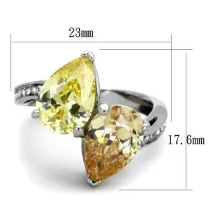 High polished (no plating) Stainless Steel Ring with AAA Grade CZ in Multi Color for Women Style TK1820