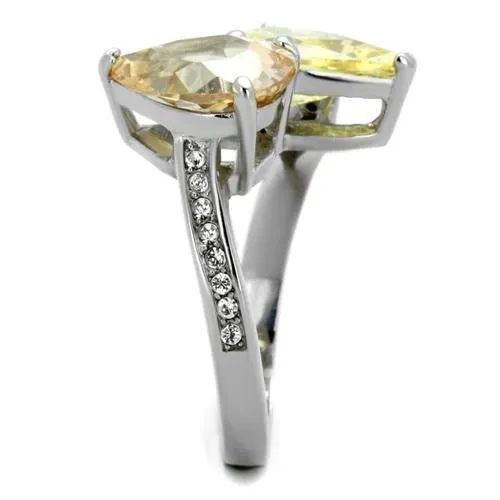 High polished (no plating) Stainless Steel Ring with AAA Grade CZ in Multi Color for Women Style TK1820