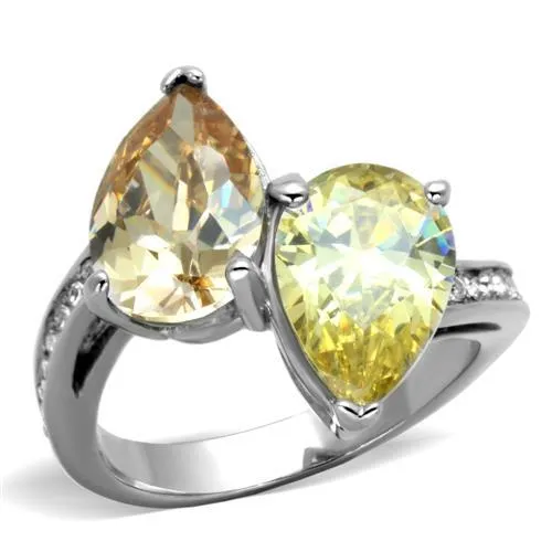 High polished (no plating) Stainless Steel Ring with AAA Grade CZ in Multi Color for Women Style TK1820