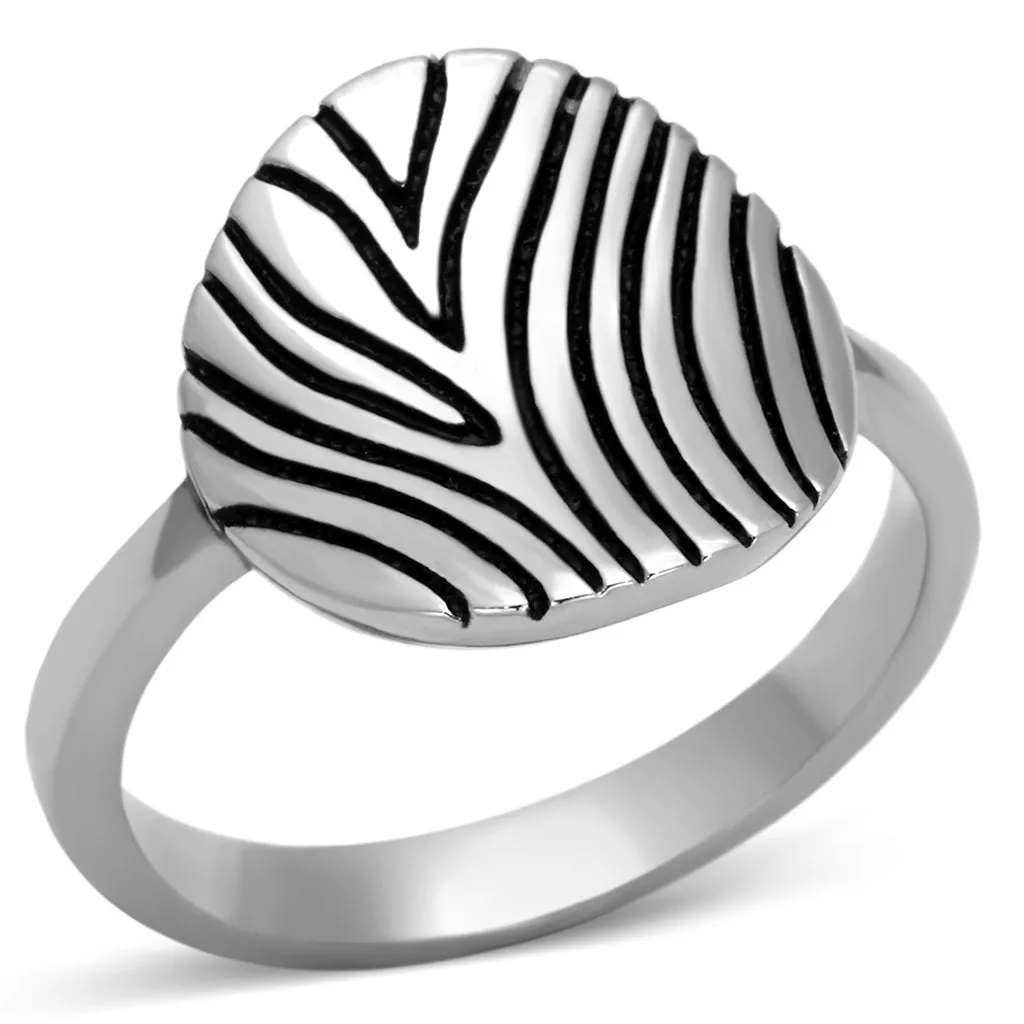 High polished (no plating) Stainless Steel Ring with Epoxy in Jet for Women Style TK1078