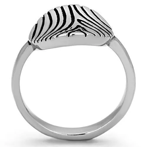 High polished (no plating) Stainless Steel Ring with Epoxy in Jet for Women Style TK1078