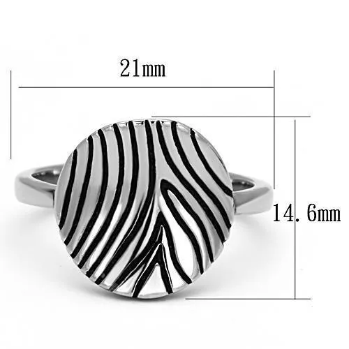 High polished (no plating) Stainless Steel Ring with Epoxy in Jet for Women Style TK1078