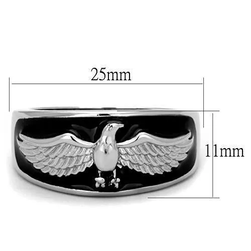 High polished (no plating) Stainless Steel Ring with Epoxy in Jet for Women Style TK1597