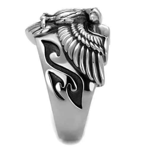 High polished (no plating) Stainless Steel Ring with Epoxy in Jet for Women Style TK2319