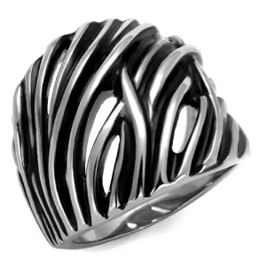 High polished (no plating) Stainless Steel Ring with Epoxy in Jet for Women Style TK2338