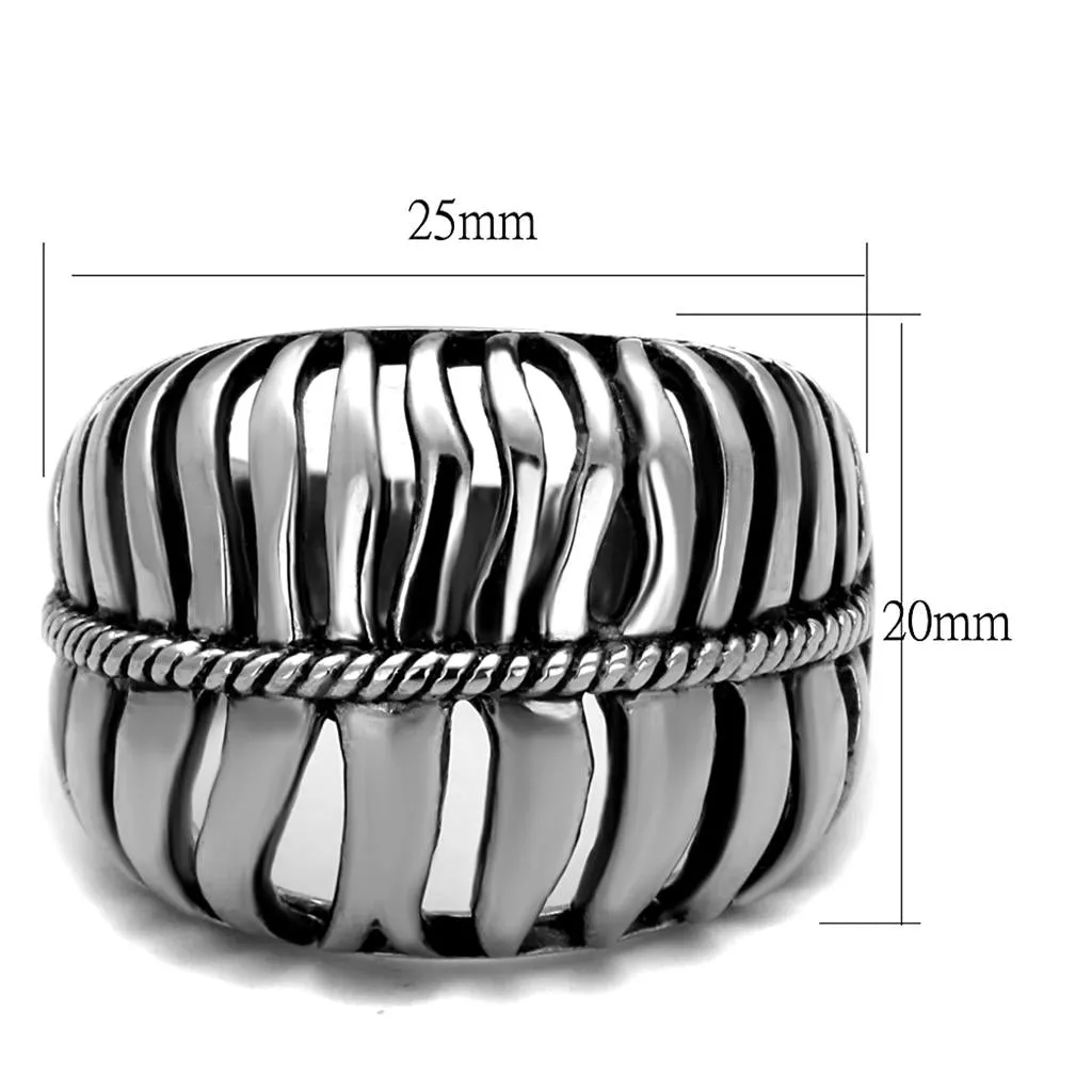 High polished (no plating) Stainless Steel Ring with Epoxy in Jet for Women Style TK2341