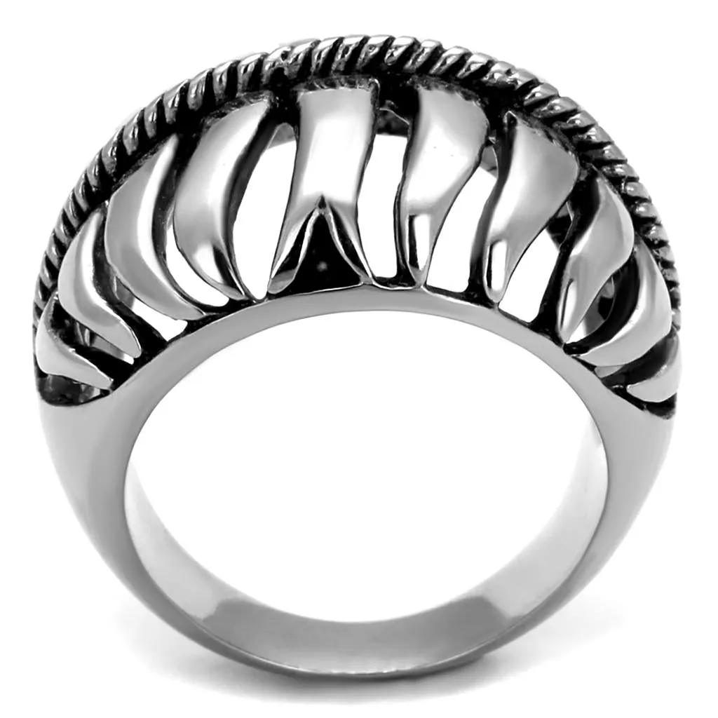 High polished (no plating) Stainless Steel Ring with Epoxy in Jet for Women Style TK2341