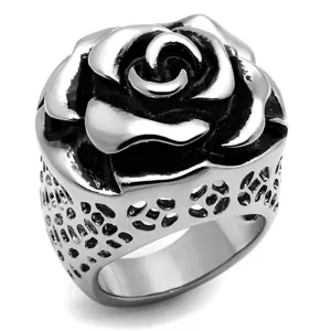 High polished (no plating) Stainless Steel Ring with Epoxy in Jet for Women Style TK922