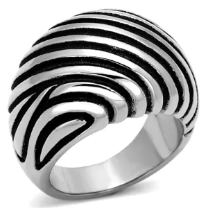 High polished (no plating) Stainless Steel Ring with Epoxy in Jet for Women Style TK929