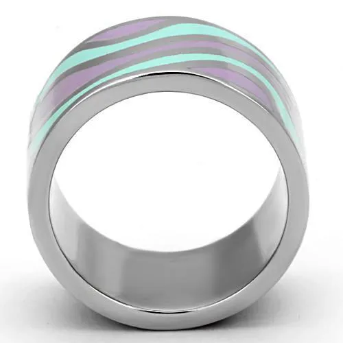 High polished (no plating) Stainless Steel Ring with Epoxy in Multi Color for Women Style TK840