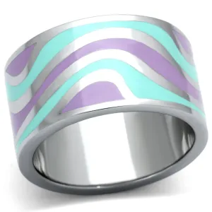 High polished (no plating) Stainless Steel Ring with Epoxy in Multi Color for Women Style TK840