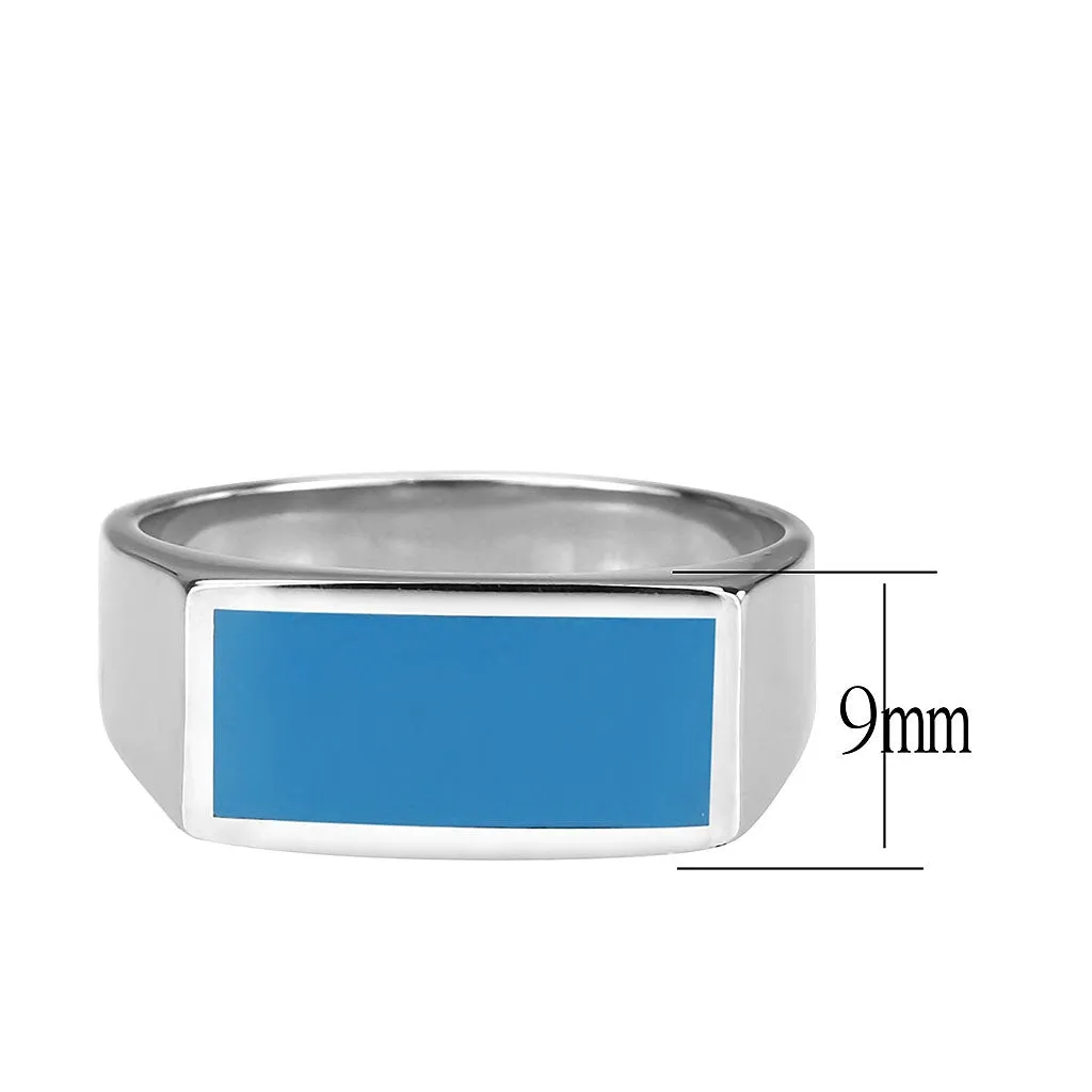 High polished (no plating) Stainless Steel Ring with Epoxy in SeaBlue for Women Style TK3770