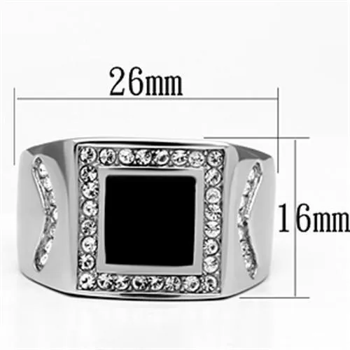 High polished (no plating) Stainless Steel Ring with Top Grade Crystal in Clear for Women Style TK702