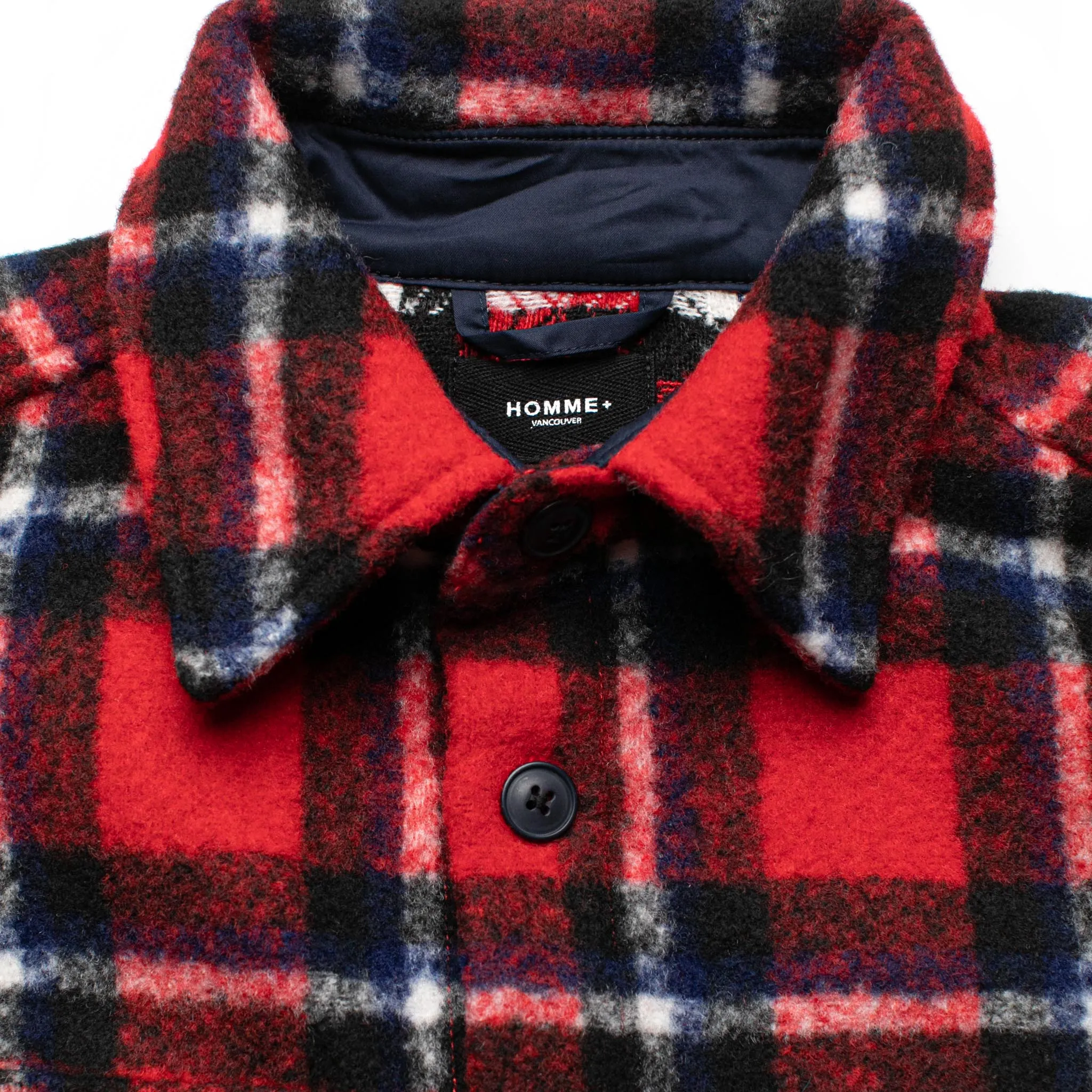 HOMME  Heavyweight Flannel Overshirt Red Plaid