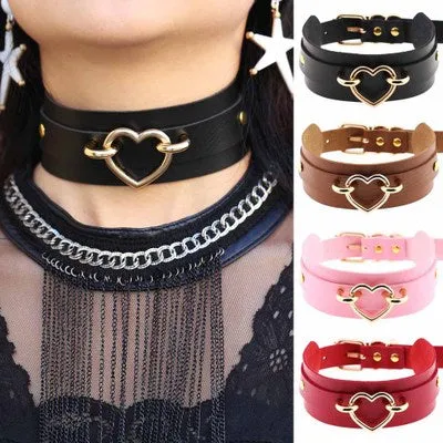 Hot Pink and Silver Heart Choker