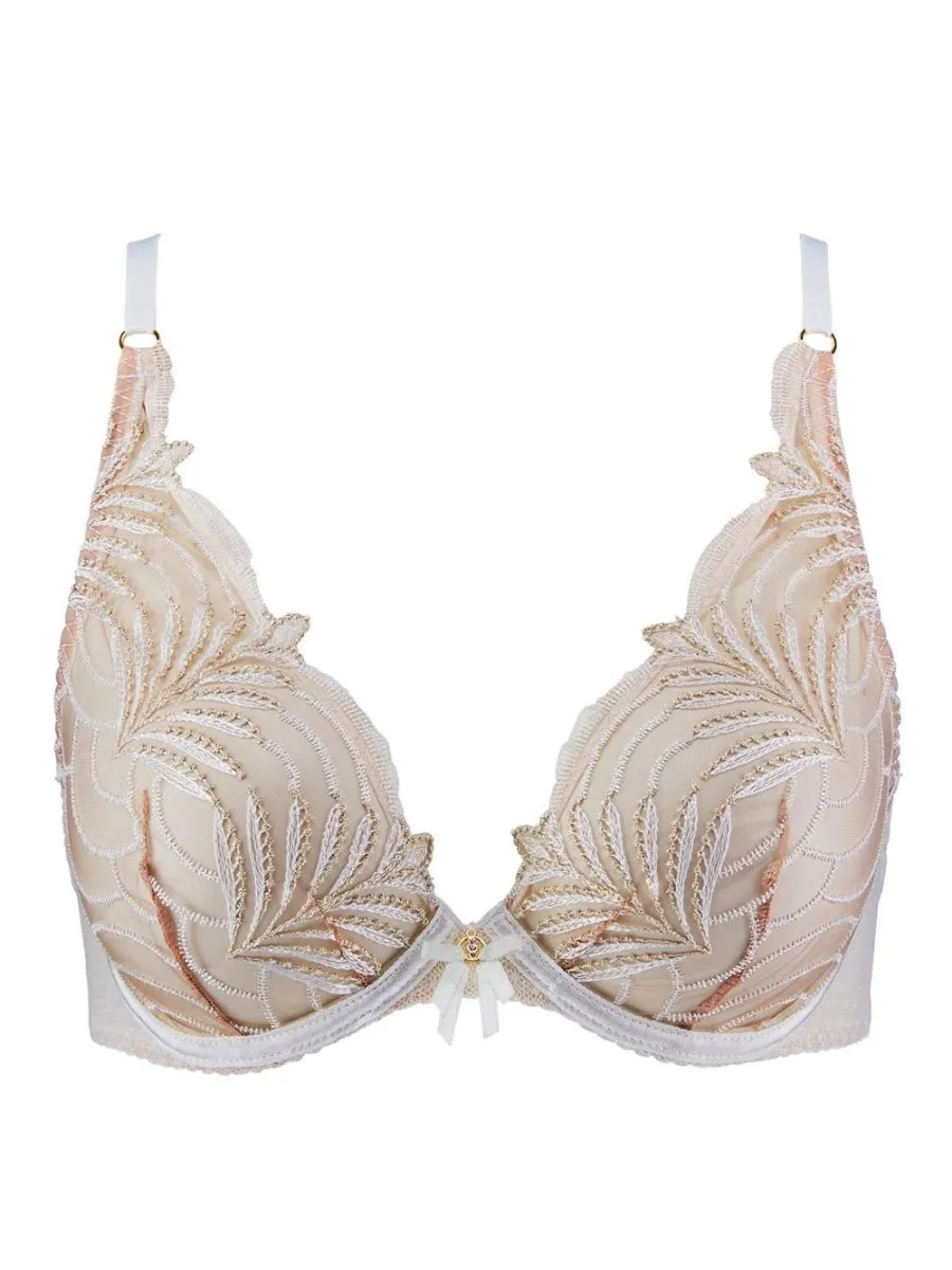 Hypnolove Triangle Plunge Bra - Gold Feather