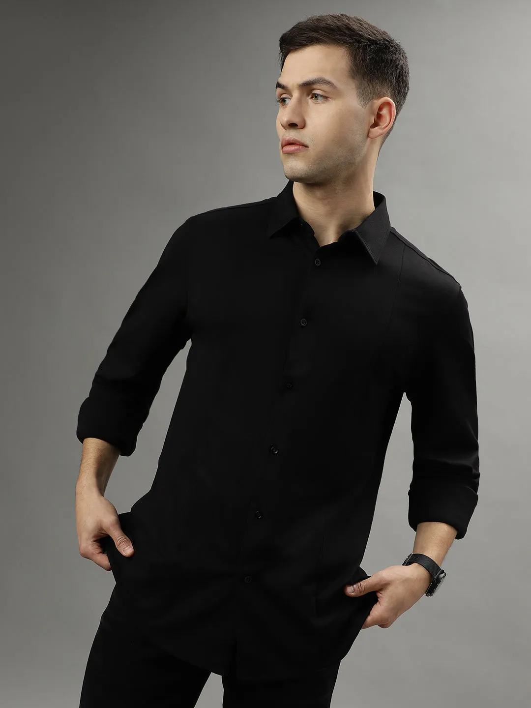 Iconic Black Fashion Slim Fit Shirt