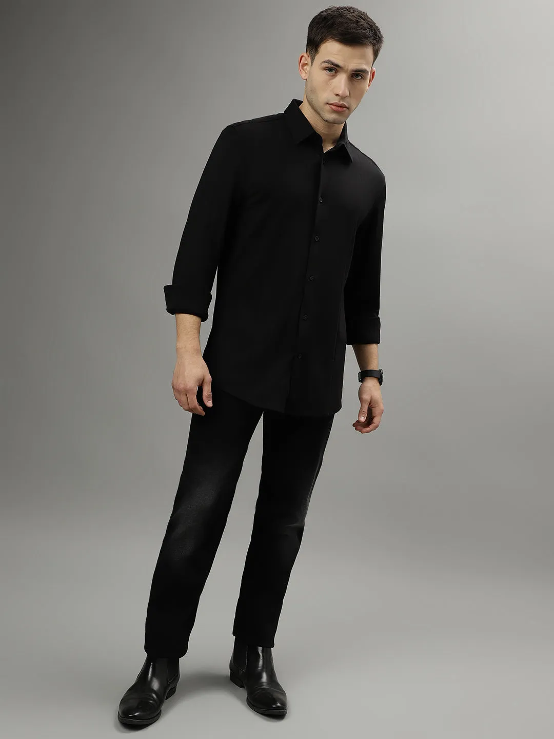 Iconic Black Fashion Slim Fit Shirt