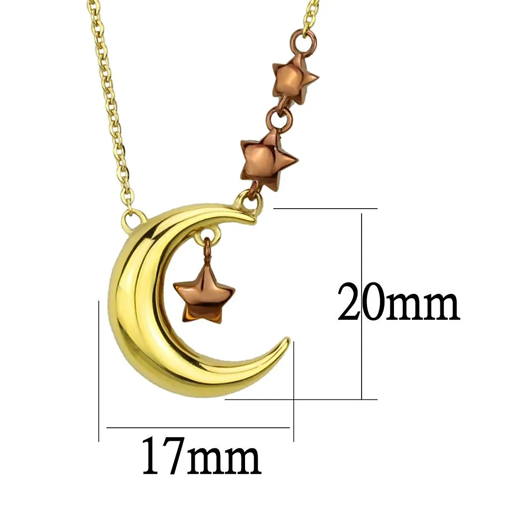 IP Gold & IP Light Brown (IP Light coffee) Stainless Steel Necklace with No Stone for Women Style TK2796