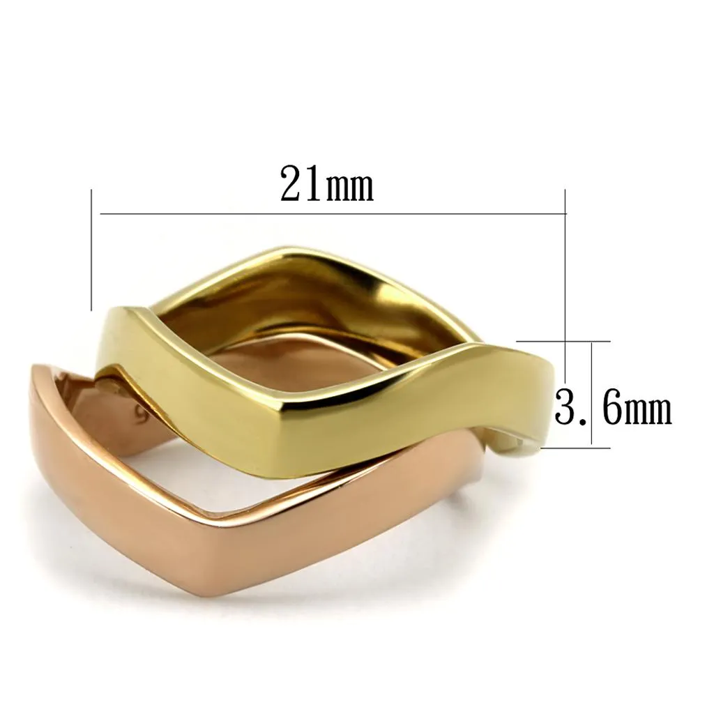 IP Gold & IP Rose Gold (Ion Plating) Stainless Steel Ring with No Stone for Women Style TK2265