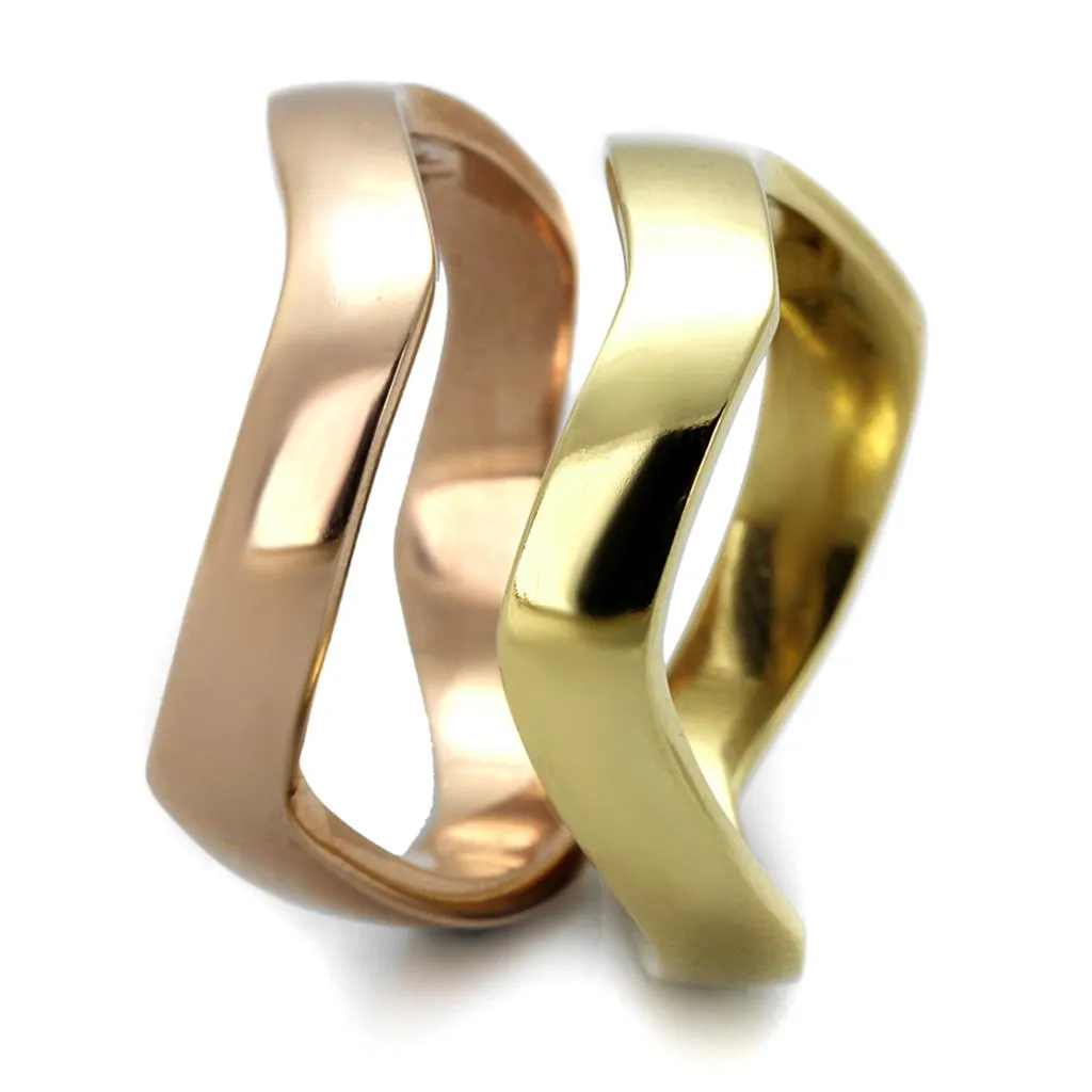 IP Gold & IP Rose Gold (Ion Plating) Stainless Steel Ring with No Stone for Women Style TK2265