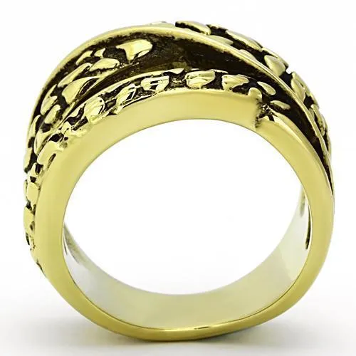 IP Gold(Ion Plating) Stainless Steel Ring with No Stone for Women Style TK1025