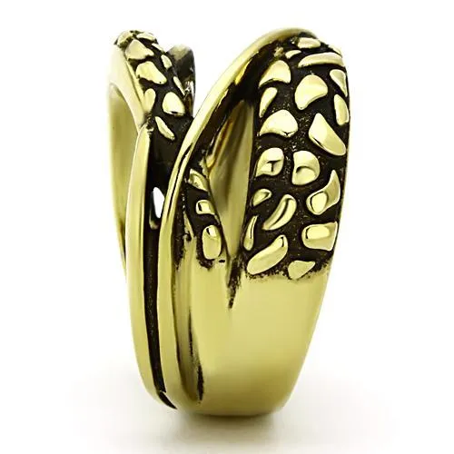 IP Gold(Ion Plating) Stainless Steel Ring with No Stone for Women Style TK1025