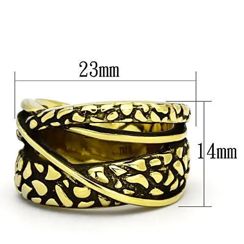 IP Gold(Ion Plating) Stainless Steel Ring with No Stone for Women Style TK1025