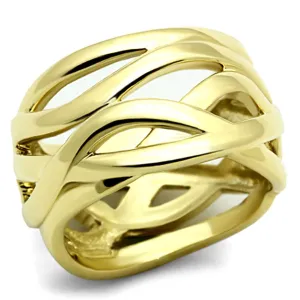 IP Gold(Ion Plating) Stainless Steel Ring with No Stone for Women Style TK1107