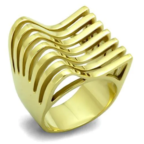 IP Gold(Ion Plating) Stainless Steel Ring with No Stone for Women Style TK1628