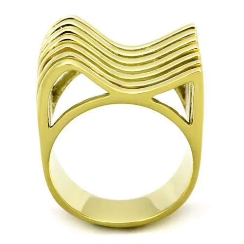 IP Gold(Ion Plating) Stainless Steel Ring with No Stone for Women Style TK1628