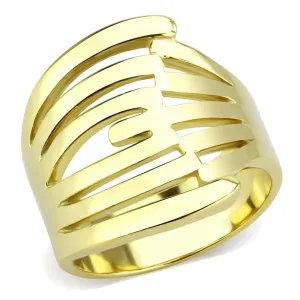 IP Gold(Ion Plating) Stainless Steel Ring with No Stone for Women Style TK3717