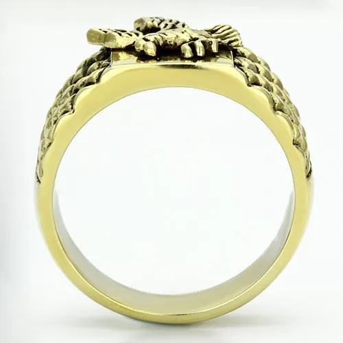 IP Gold(Ion Plating) Stainless Steel Ring with No Stone for Women Style TK773