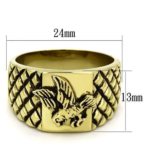 IP Gold(Ion Plating) Stainless Steel Ring with No Stone for Women Style TK773