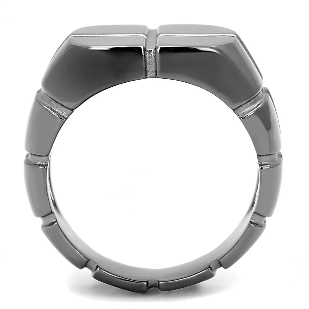 IP Light Black (IP Gun) Stainless Steel Ring with No Stone for Women Style TK3273