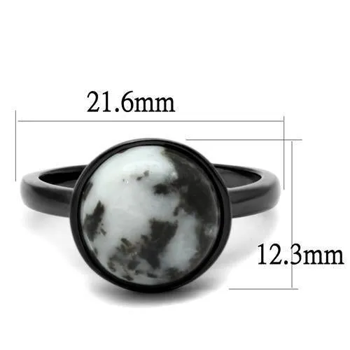 IP Light Black (IP Gun) Stainless Steel Ring with Semi-Precious Hematite in Multi Color for Women Style TK2902