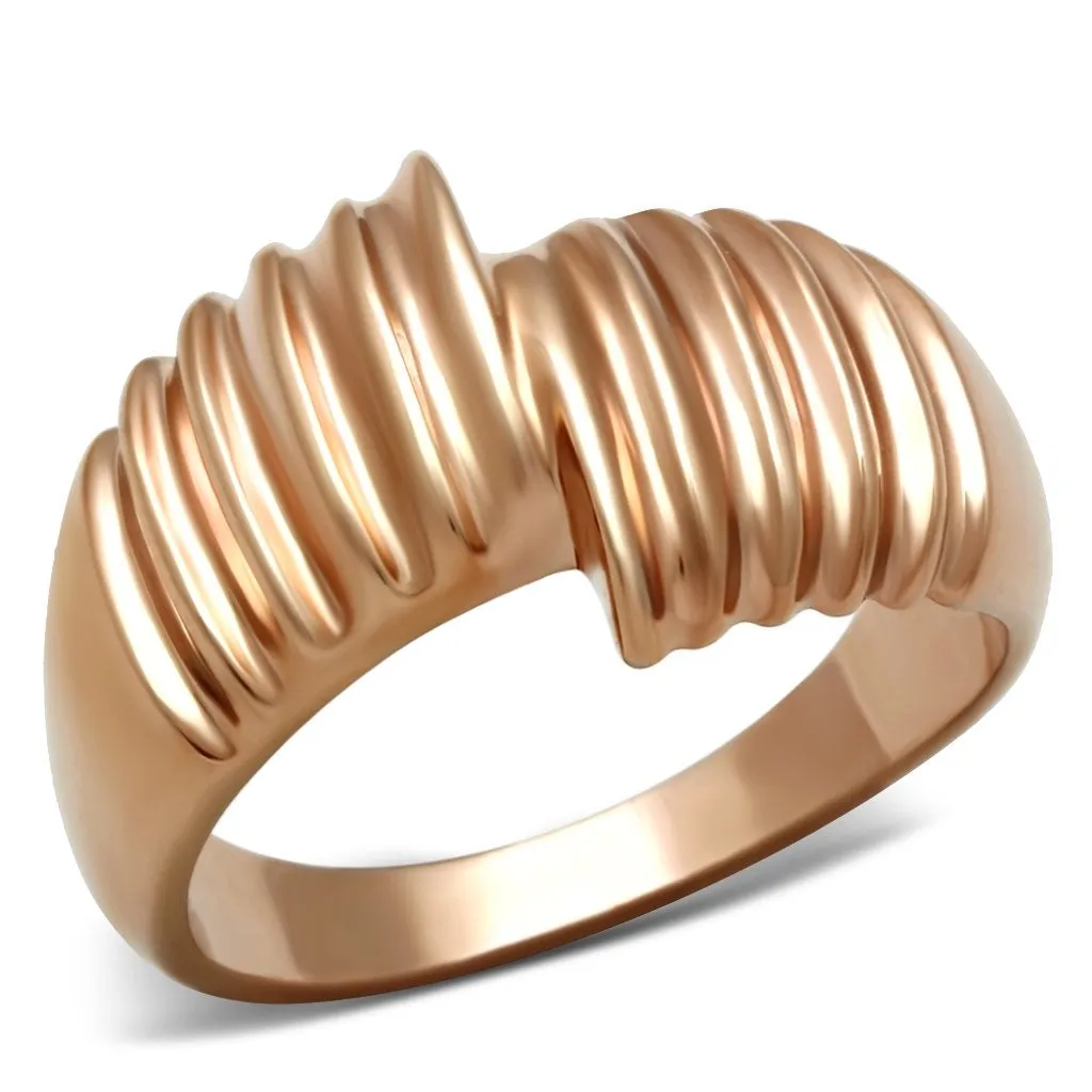 IP Rose Gold(Ion Plating) Brass Ring with No Stone for Women Style GL212