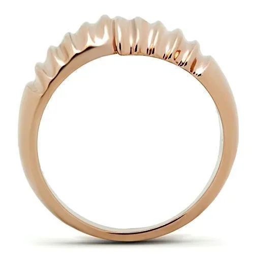 IP Rose Gold(Ion Plating) Brass Ring with No Stone for Women Style GL212