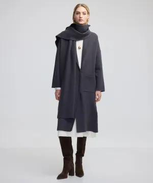 Ipekyol Knitted Coat With Scarf Accessory Anthracite