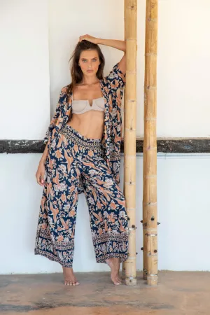 Jane Fonda Kimono Shrug in Premium Turks and Caicos Navy Orange