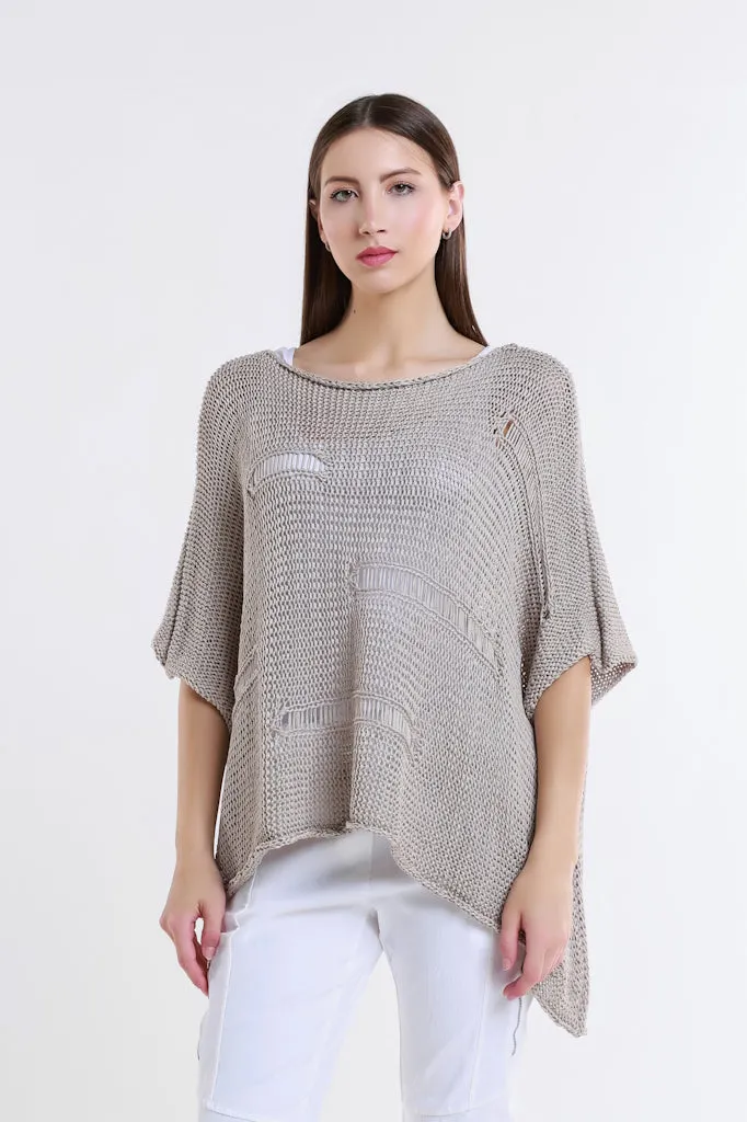 Jean Elbow Slv Open Bar Knit Top (BQ909)